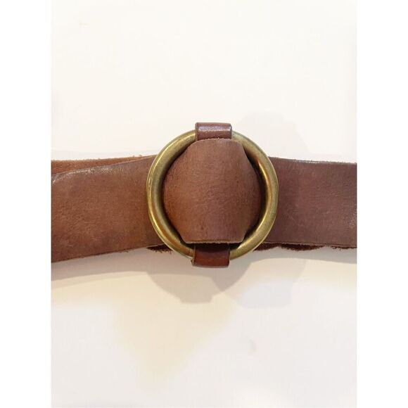 VTG J Crew Braided Leather Belt Brown Size L Boho Cowgirl Festival - Picture 3 of 9